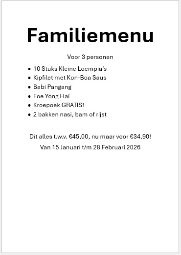 Catering Menu Xie Xie